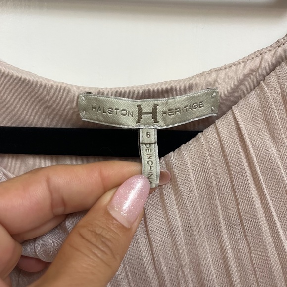 Halston Heritage Taupe Draped Ruched Cocktail Dress Size 6 - Picture 4 of 9